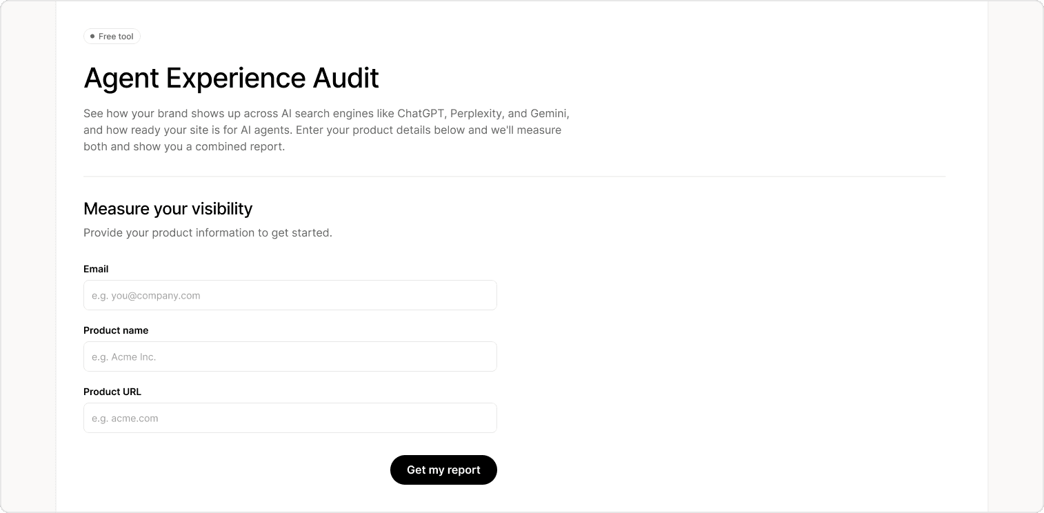 The Score your product entry point for running an audit
